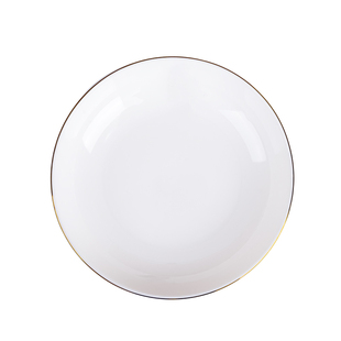 天顺陶瓷家用盘子圆盘餐盘菜盘饭盘炒菜盘深盘碟子简约金边餐具