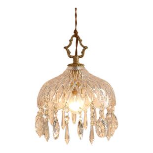 法式黄铜水晶玻璃吊灯卧室床头玄关过道餐厅吧咖啡馆浪漫氛围灯具