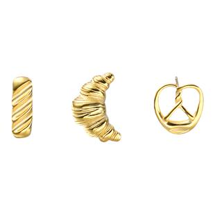 韩国小众设计感牛角包耳钉女高级感面包耳环ins风纯银针气质耳饰