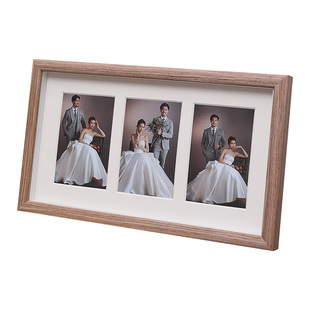 实木洗照片做成创意6寸相框三连六婚纱照组合相片框挂墙摆台画框