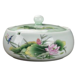 创意烟灰缸陶瓷大号家用个性潮流客厅中式防飞灰风灰尘密封带盖缸