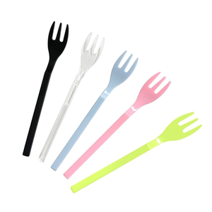 一次性甜品叉子水果生日蛋糕叉塑料叉透明小叉子独立包装三齿叉