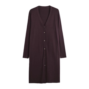 针织开衫外套中长款女薄款2025秋季新款V领气质宽松长袖针织外搭