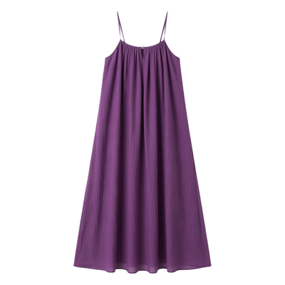 现货秒发三亚度假紫色吊带连衣裙