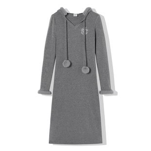 【129/件】EPTISON甜美少女风长款绒感连衣裙2025冬新款可爱裙子