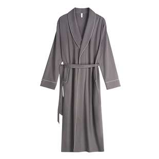 轩靓男士睡袍春秋款纯棉长袖睡衣长袍大码浴袍四季通用全棉家居服