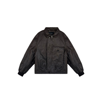 DUPU杜朴 金属丝皮料肌理立领羽绒服 复古机能风90白鹅绒填充