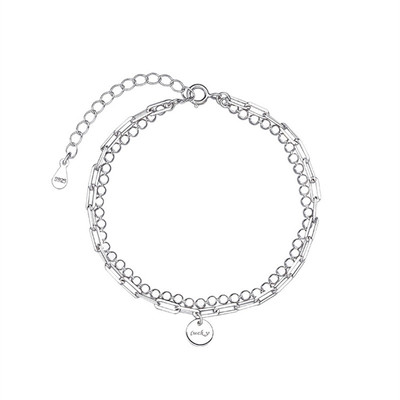 luckys925双层圆牌冷淡风手链