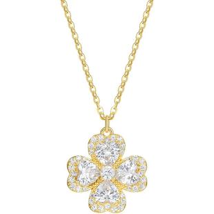 周六福项链女四叶草银链坠S925银黄金色高级感轻奢新年礼物送女友