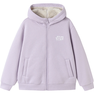 巴拉巴拉儿童外套男童女童连帽开衫卫衣冬装新款童装大童加绒上衣