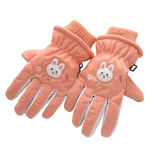 防水手套厚冬天滑雪儿童手套冬季女童加绒可爱男孩小学生加绒保暖