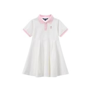 【凉感】TeenieWeenie Kids小熊童装时尚舒适女童撞色POLO连衣裙