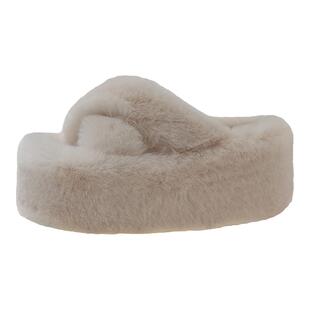 毛毛拖鞋女外穿2025秋季新款厚底增高9cm小个子秋冬棉拖鞋子白色