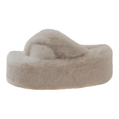 厚底增高外穿秋冬白色毛毛拖鞋