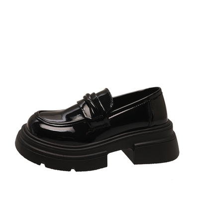 英伦风小皮鞋黑色厚底乐福鞋单鞋