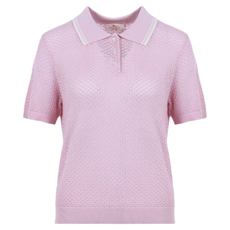 东黎夏季女士翻领鳞纹半袖polo