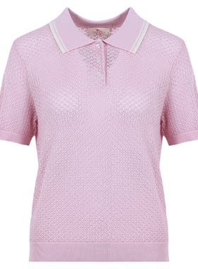 东黎夏季女士翻领鳞纹半袖polo