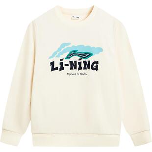 李宁儿童加绒宽松卫衣男童装女孩中大童青少年衣服秋冬款冬季冬装