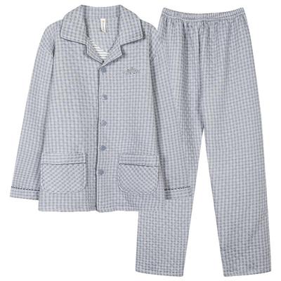 睡衣男士春秋款加厚纯棉夹层