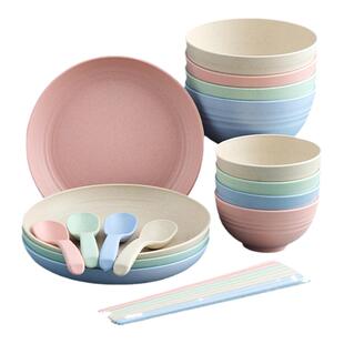 可微波一次性餐具四件套食品级生日聚餐碗筷勺盘子套装塑料野餐盘