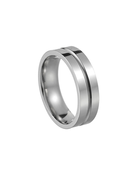 欧美简约时尚新款饰品6MM宽中间不锈钢钛钢指环戒指ring扳指太钢