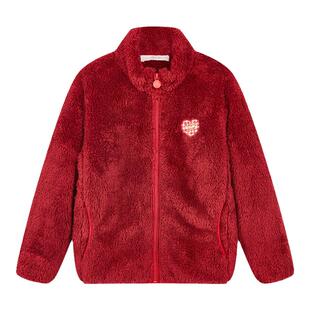 笛莎女童毛绒外套抓绒加绒2025春装新款中大童儿童宝宝仿羊羔绒冬