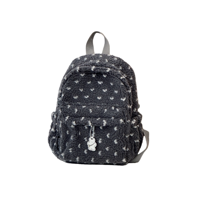 新款日系摇粒绒双肩包学生书包