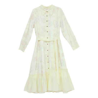 it'real瑞尔冬季新款气质文艺休闲拼色高腰连衣裙女