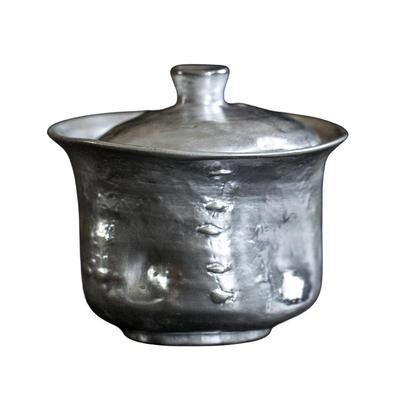 觅白言物鎏银盖碗泡茶999纯银