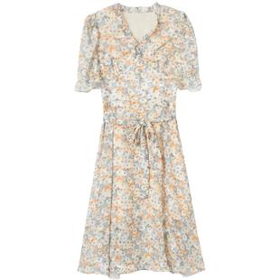 oece复古小碎花裙连衣裙春夏季新款女气质法式裙子