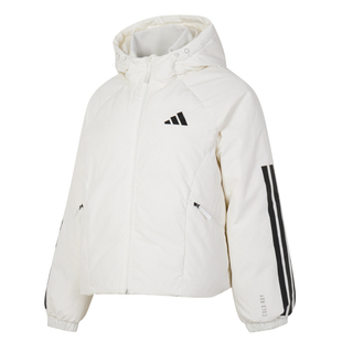 茵特丨阿迪达斯连帽羽绒服女官方正品2026新款冬白色保暖运动外套