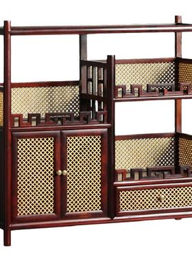 方格新中式风茶水柜非洲小叶紫檀