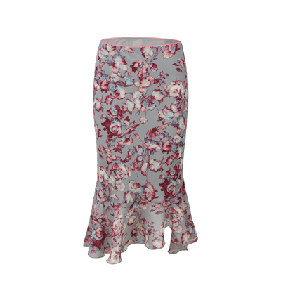 复古碎花半身裙松紧腰中长款