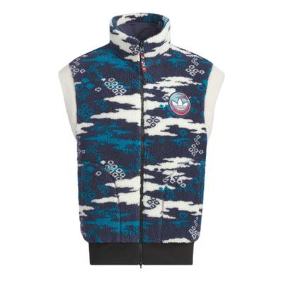 阿迪达斯三叶草仿羊羔绒马甲背心