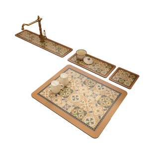 莫西花砖厨房洗手台吸水垫硅藻泥水龙头水池防溅洗漱台台面沥水垫