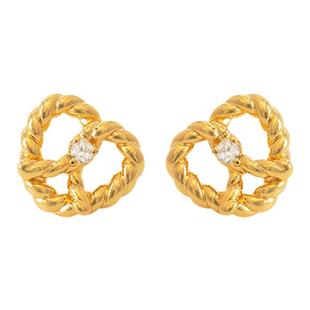 EVESENSE可爱碱水结面包耳钉prezel麻花金属小众设计925银针耳饰