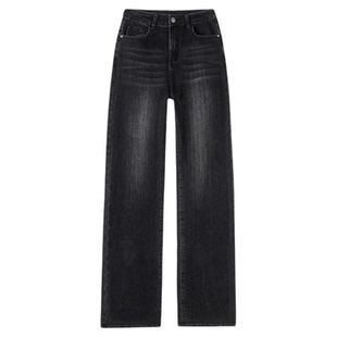 窄版直筒牛仔裤女2026春季新款爆款小个子高腰梨型显瘦黑色阔腿裤