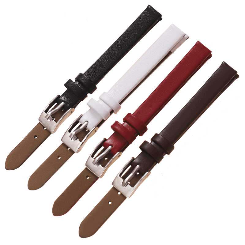 征途女士手表带代用CK ELLE通用真皮平纹纤细表带针扣6 8 10mm