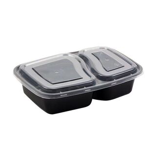一次性美式6828双格饭盒长方形加厚外卖打包快餐多分格饭盒整箱