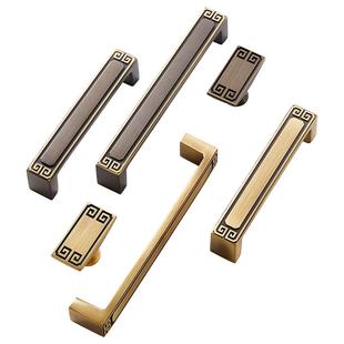 睿高新中式纯铜柜门拉手抽屉小拉手回纹中式橱柜子红木衣柜门把手