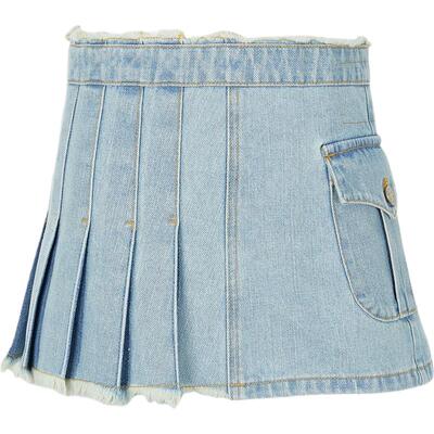 Andersson Bell 春夏女不对称牛仔半身裙百褶裙