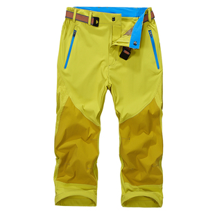 户外弹力速干裤女短裤修身显瘦运动徒步登山吸汗透气快干七分裤夏