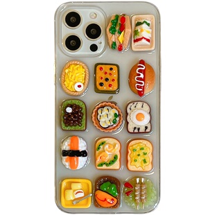 可爱立体食物寿司适用苹果17 16promax手机壳iPhone15 14 13 12pro软壳11透明XSMAX创意8plus se3保护套少女