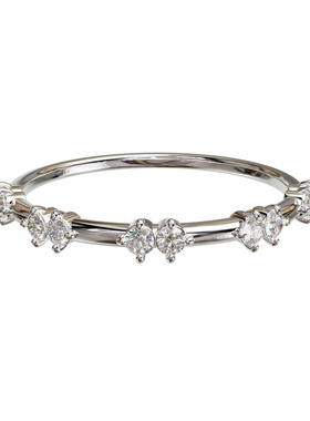 壹钻18K圆石排镶轻奢婚戒定制