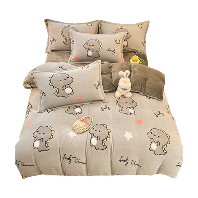 冬季加厚A类卡通牛奶绒被套单件