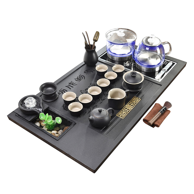 全自动整套茶具套装家用简约高档一体带烧水壶仿乌金石流水茶盘台