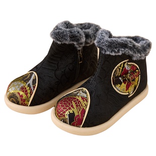 男童汉服棉鞋冬季儿童老北京布鞋古风绣花鞋中国风拜年服古装棉靴