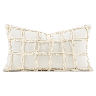 柏洛斯Boho chic〖白链〗波米西亚诧寂风高级米白手工沙发腰靠枕