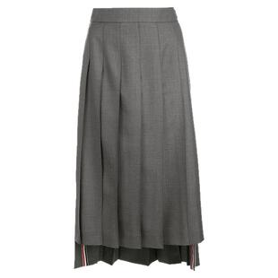 [6期免息]THOM BROWNE 女士羊毛斜纹百褶裙半身裙