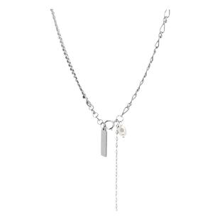 y2k甜酷辣妹叠戴钛钢项链女款嘻哈锁骨链小众设计感感毛衣链配饰